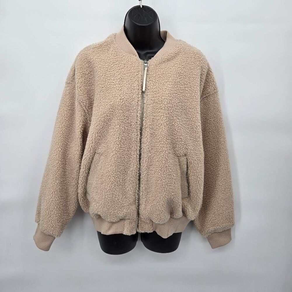 Avec Les Filles Teddy Jacket Size Large Cream Soft Warm NWOT